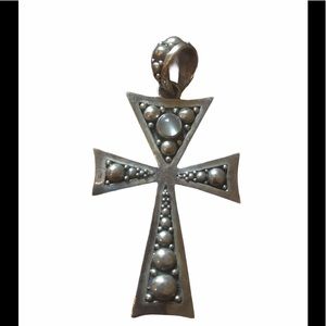 Large silver cross with moonstone